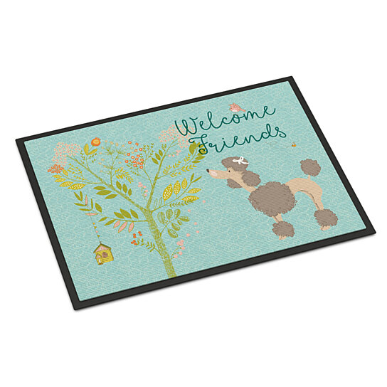 Carolines Treasures Welcome Friends Chocolate Poodle Doormat 24hx36w Multicolor 