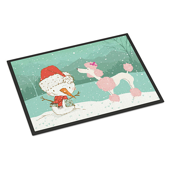 24H X 36W Multicolor Caroline's Treasures CK2066JMAT Pink Poodle Snowman Christmas Indoor or Outdoor Mat 24x36