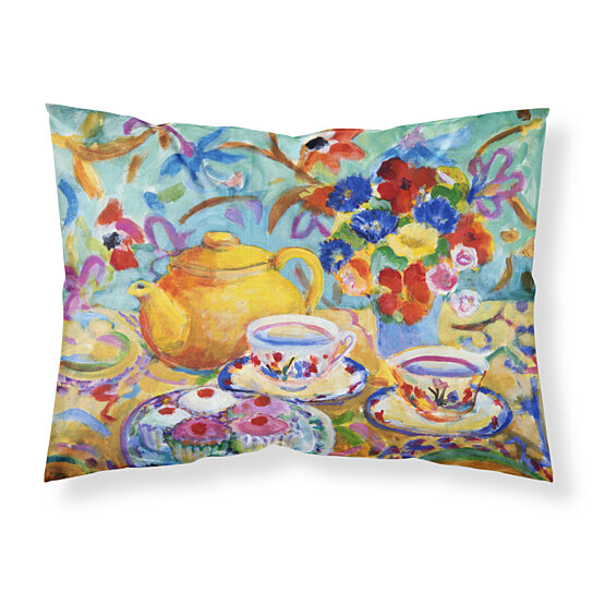 Standard Multicolor Caroline's Treasures HWH0011PILLOWCASE Teal Tea by Wendy Hoile Fabric Standard Pillowcase 