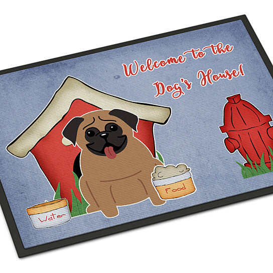Carolines Treasures Dog House Collection Pug Brown Indoor or Outdoor Mat 18x27 BB2759MAT 18 x 27 Multicolor