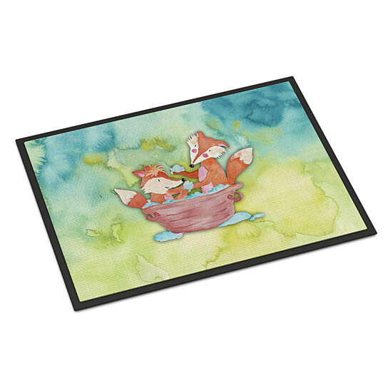 Carolines Treasures Foxes Bathing Watercolor Doormat 18 H x 27 W Multicolor 