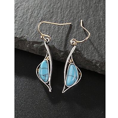 Turquoise fashion cool tribal ethnic vintage retro Bohemian delicate earrings EEH671