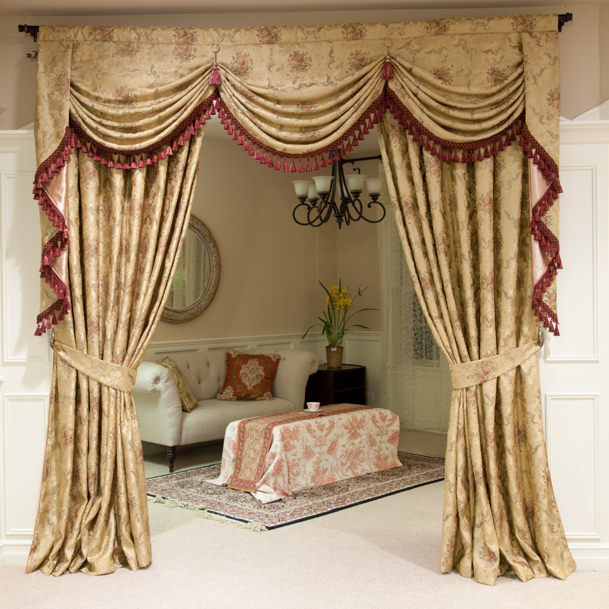 Buy Versailles Rose 100'' Swags and Tails Valance Curtains by Celuce