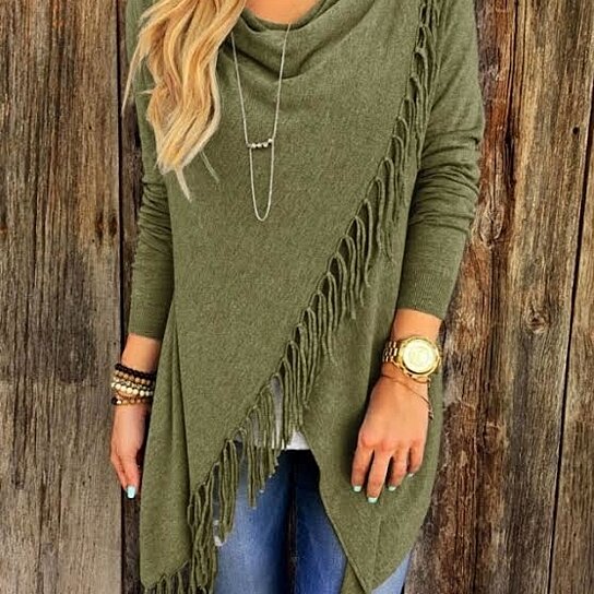 Buy Long Sleeve Fringe Front Top – Sizing up to 3XL by Center Link ...