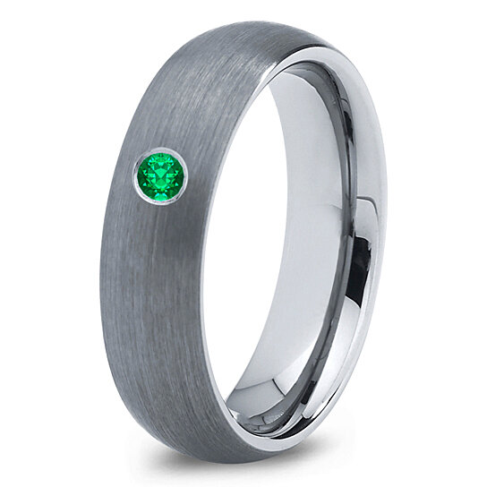 Tungsten Ring Mens Black Green Wedding Band by BellyssaJewelry