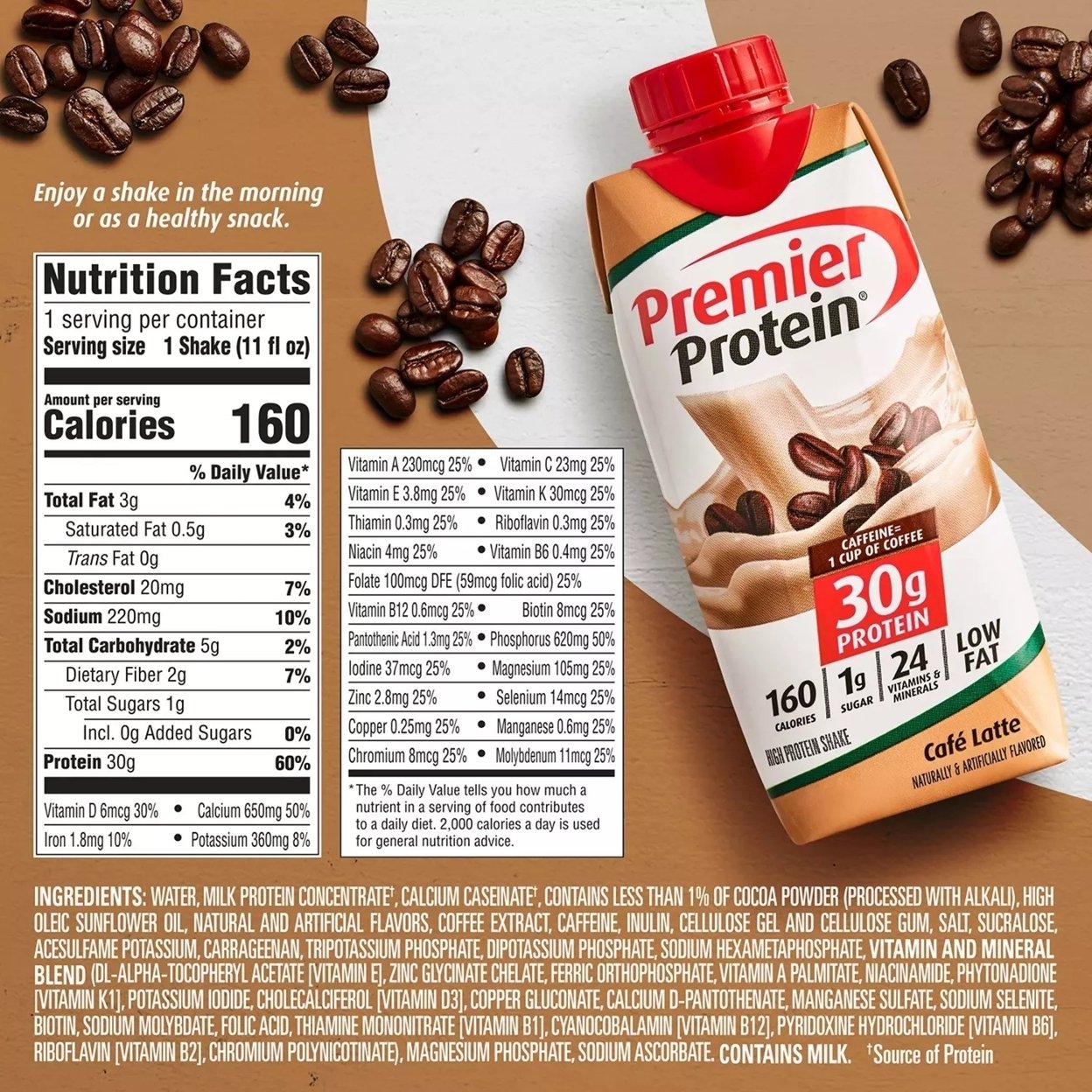 Buy Premier Protein 30g High Protein Shake, Café Latte, 11 Fluid Ounce