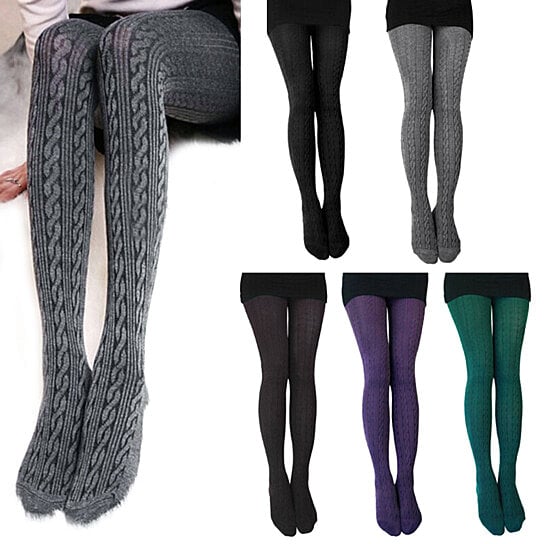 Buy Autumn Winter Knitted Leggings Women Candy Color Warm Tights Pantyhose Stockings By Cheers