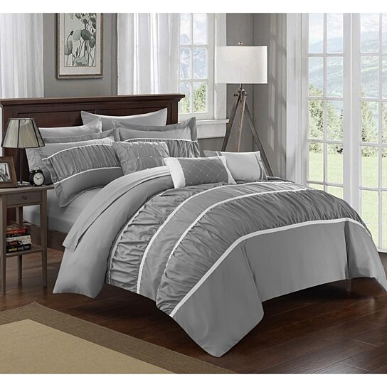 Buy 10 Piece Aero Pleated Ruffled Bed In A Bag Comforter Set