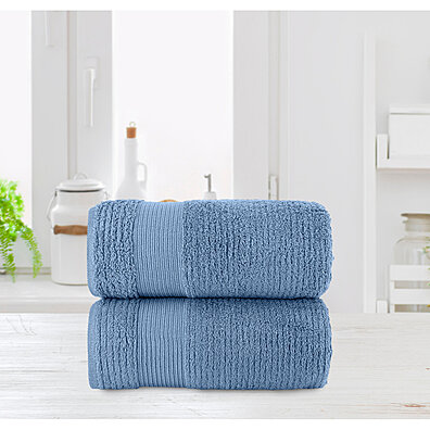 Chic Home Striped Hem Turkish Cotton 3 Piece Bath Towel Set in Black