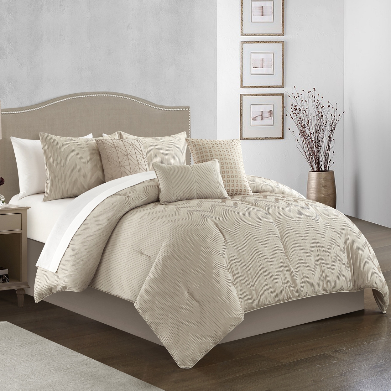 Buy Natalia 6 Piece Comforter Set Plush Ribbed Chevron