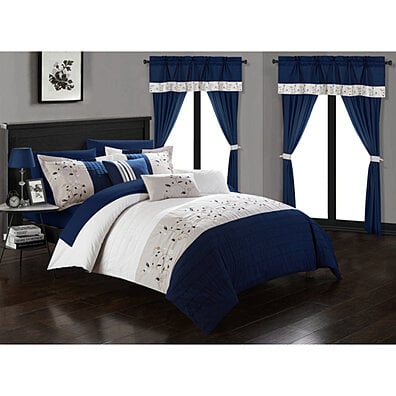 Sonita 20-Piece Bedding Set With Comforter, Sheets & Curtains, Mult. Colors