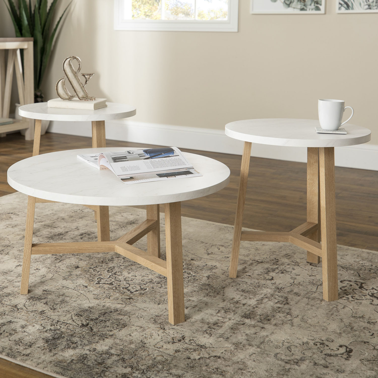Buy 3-Piece Mid Century Modern Accent Table Set - Faux ...