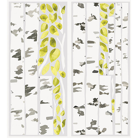 Roommates Faux Birch Trees Peel and Stick Wallpaper Wall Decal, White/Brown