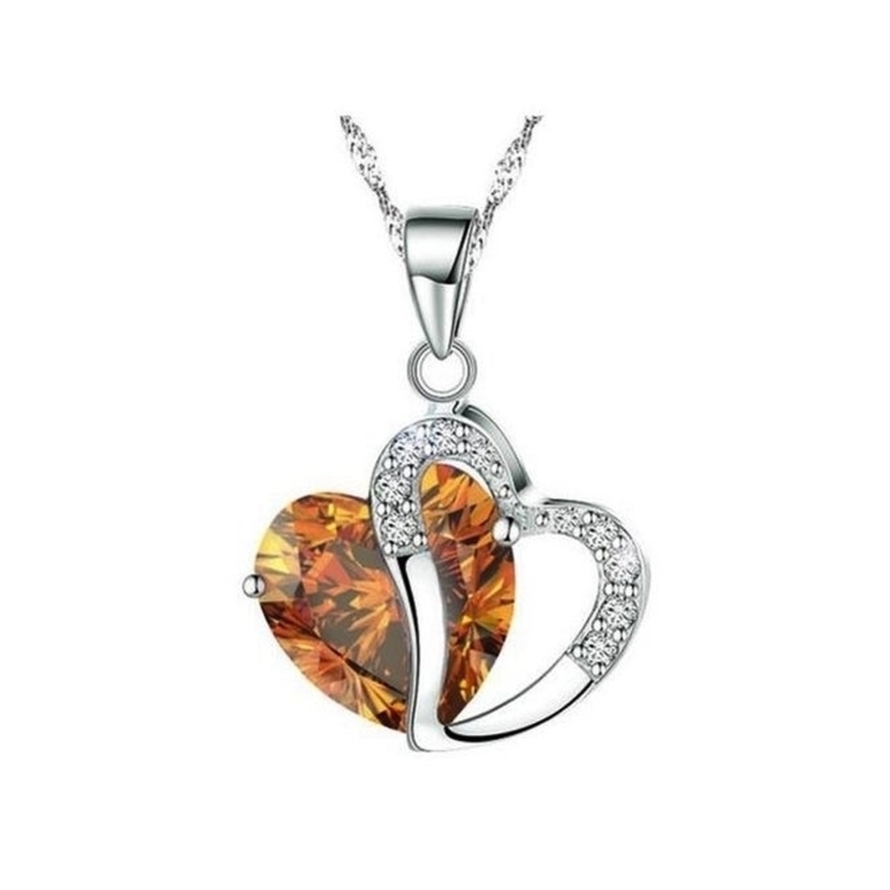 Hearts Of Fire Amber Crystal Necklace