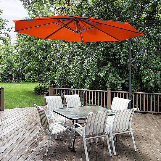 Buy Costway 10 Ft Hanging Umbrella Patio Sun Shade Offset Outdoor Market Cross Base Orange By Costway On Dot Bo