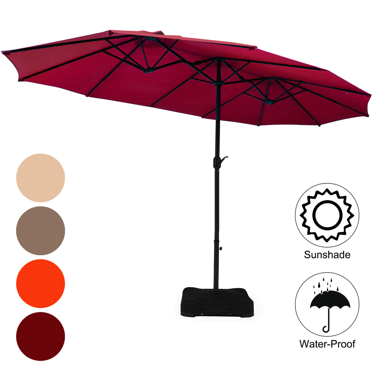 Costway 15 Ft Patio Double Sided Umbrella Outdoor Market ... on {keyword}