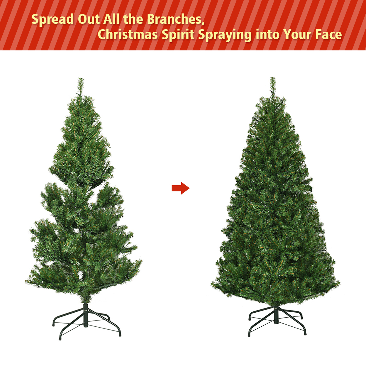Costway 4Ft Pre-Lit Artificial Christmas Tree Hinged 100 Led Lights | eBay