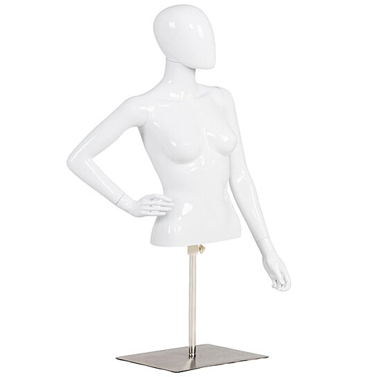 Female Mannequin Realistic Torso Half Body Head Turn Dress Form Display w/Base 