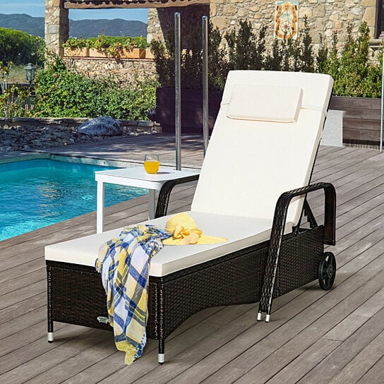 Buy Costway Outdoor Chaise Lounge Chair Recliner Cushioned Patio