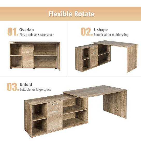 Buy Goplus Rotating L Shape Computer Desk Corner Writing Study