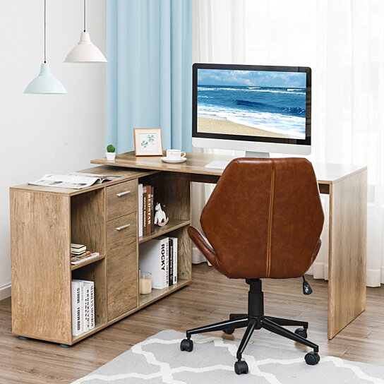 Buy Goplus Rotating L Shape Computer Desk Corner Writing Study