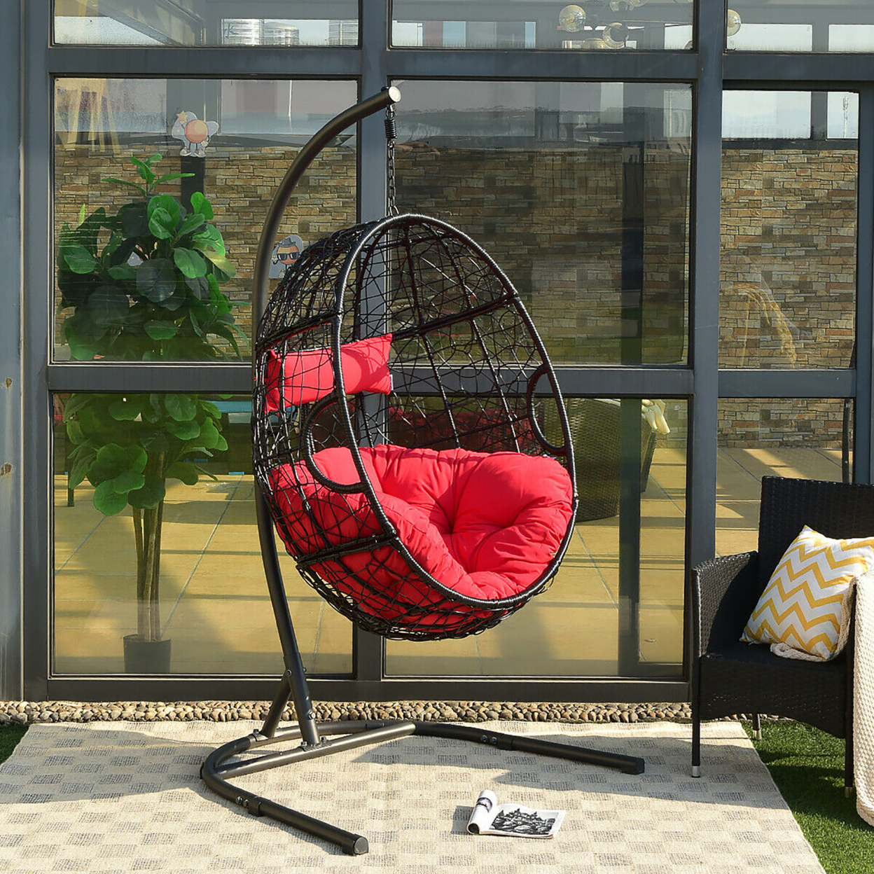 Buy Hammock Chair with Stand Hanging Cushioned Swing Egg Chair for