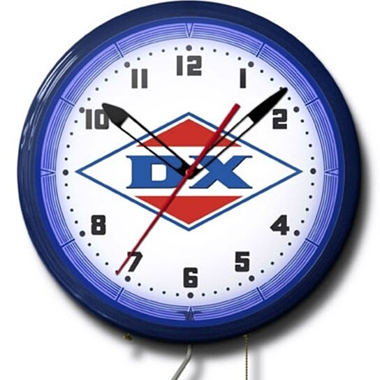 Buy DX GASOLINE OIL GAS Sunray Blue Neon Wall Clock 20 ...