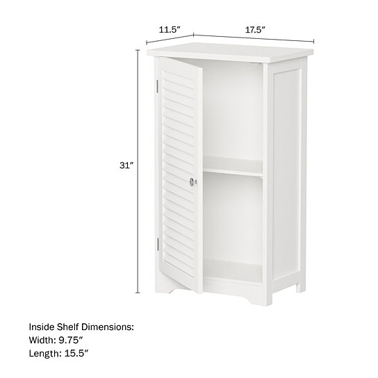 Bathroom Floor Cabinet-Free Standing Storage Cupboard for Towels or Laundry Room-Adjustable Shelf & Shutter Style