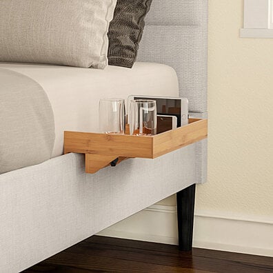 Bedside Shelf  Eco-friendly Bamboo Modern Clamp-on Floating Nightstand and Bedroom Accessories Tray