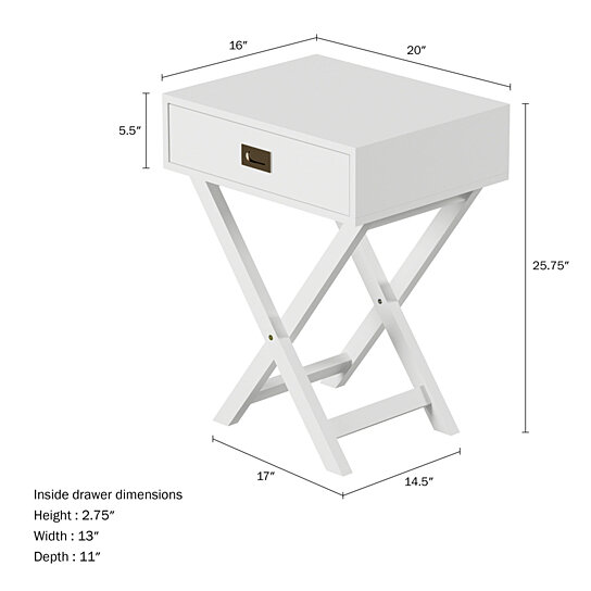 Buy End Table With Drawer Modern Sofa Side Table With X Leg Designwhite Wooden Stand For Living Room Or Bedroom By Destination Home On Opensky