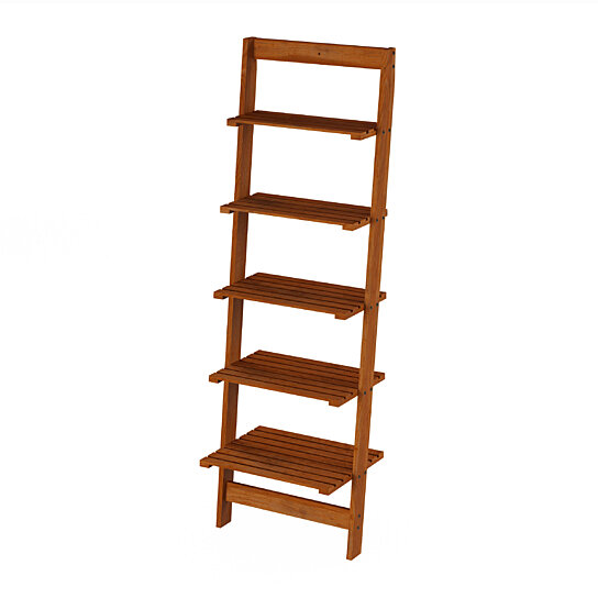Buy Five Shelf Ladder Style Wooden Storage Bookshelf Display