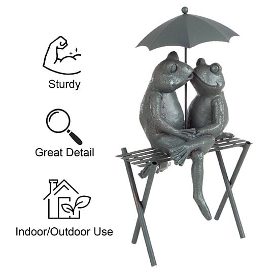 pure garden frog couple statue