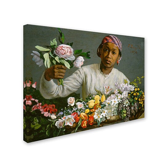 Buy Jean Frederic Bazille 'Young Woman with Peonies' Canvas Art 18 x 24 ...