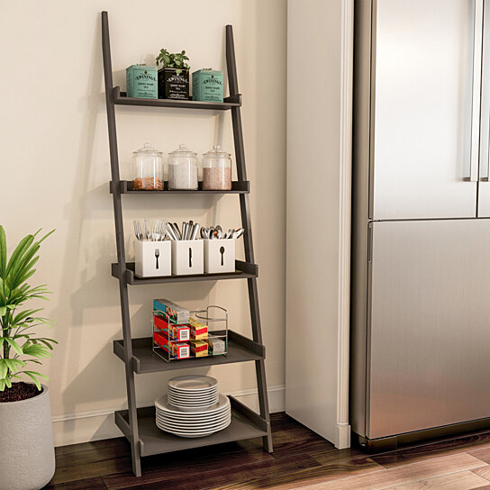 Buy Ladder Bookshelf 5 Tier Leaning Decorative Shelves for Display-Slate  Gray Shelf Stand-Living Room, Bathroom & Kitchen Shelving by Destination  Home on Dot & Bo