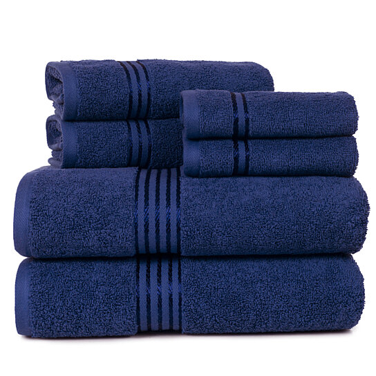 Lavish Home 100% Cotton Hotel 6-Piece Towel Set, Navy