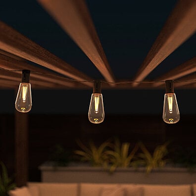 Outdoor Solar Sting Lights- Solar Powered Traditional Hanging Lighting with Vintage-Style Bulbs for Patio, Backyard, Garden