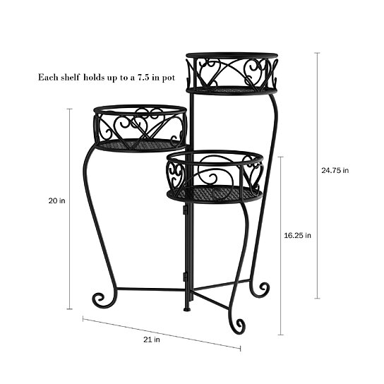 Buy Plant Stand – 3-Tier Indoor or Outdoor Folding Wrought Iron Metal ...