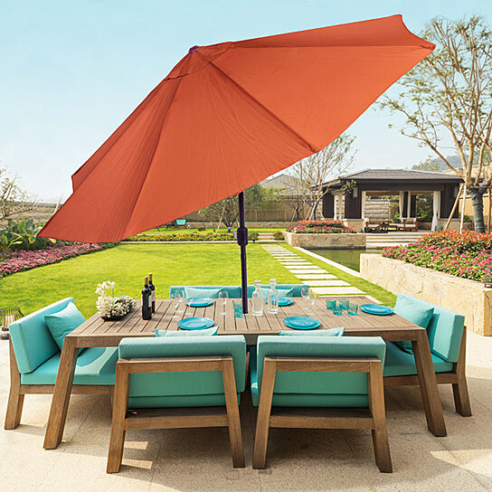 Buy Pure Garden 10 Foot Aluminum Patio Umbrella With Auto Tilt Terracotta By Destination Home On Opensky