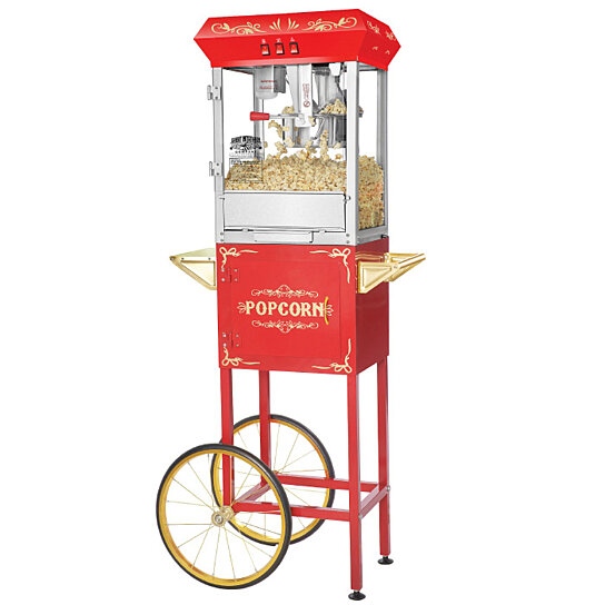 Great Northern Popcorn 8 oz. Foundation Style Popcorn Popper Machine Cart - Red