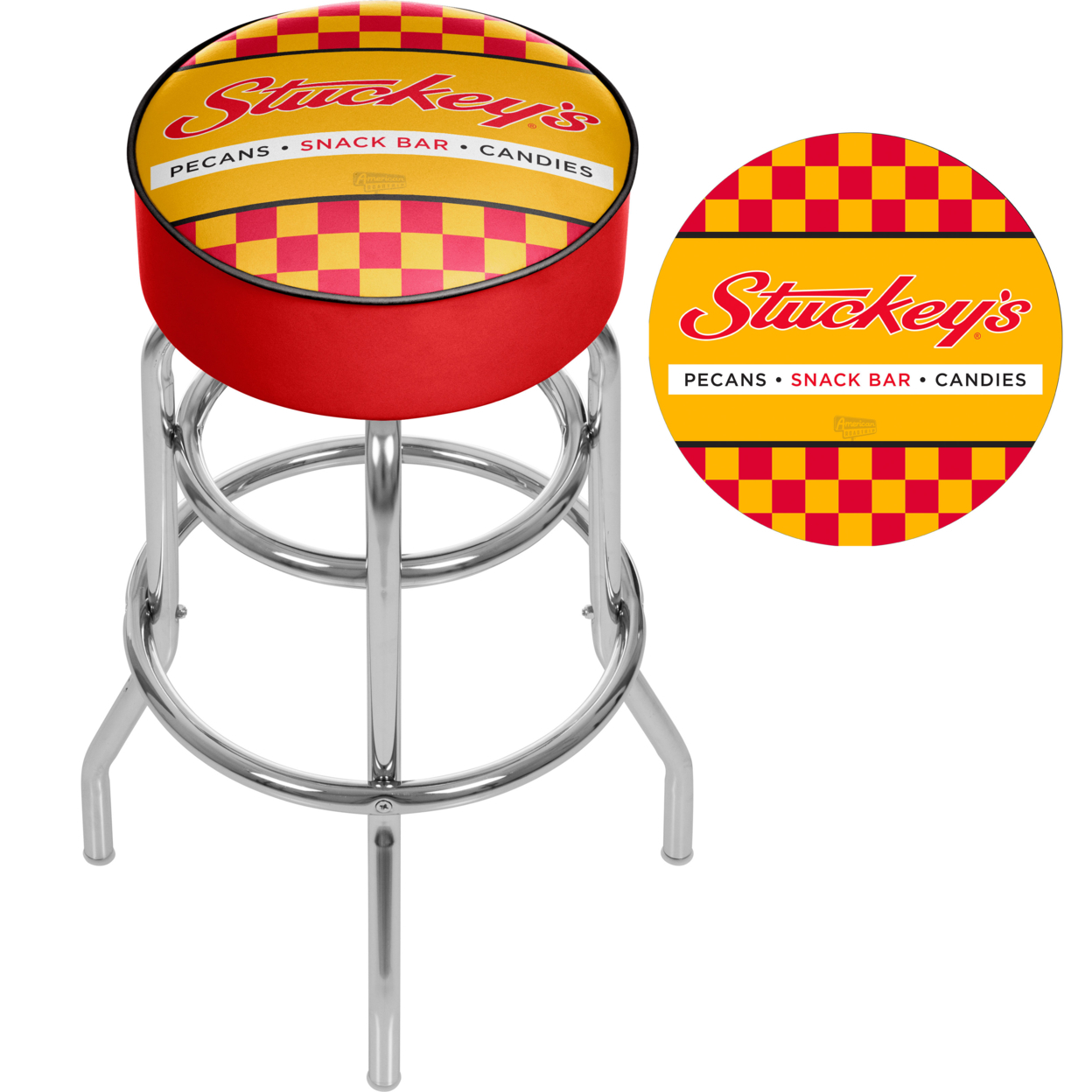 Buy Stuckeys Checkered Padded Swivel Bar Stool 30 Inches High by