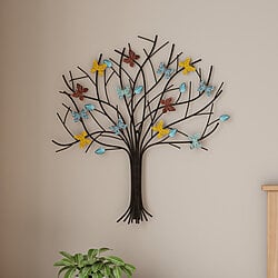 Tree of Life Butterfly Metal Wall Art- Hand Painted Decorative 3D Butterflies/Leaves