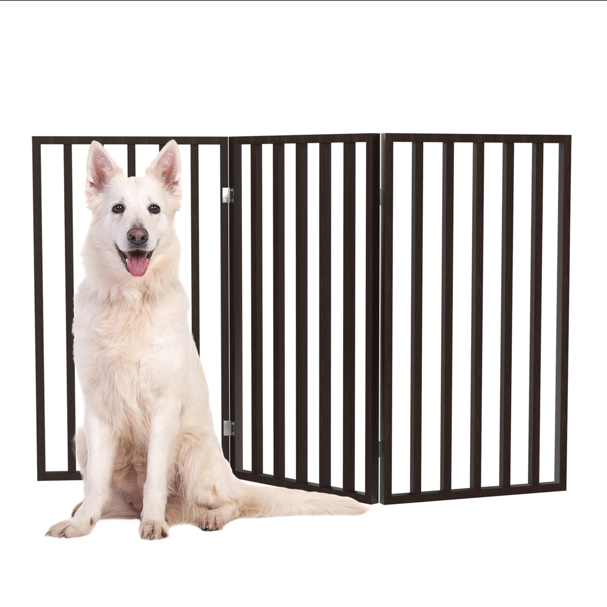 Buy Wooden Pet Gate- Tall Freestanding 3-Panel Indoor Barrier Fence ...