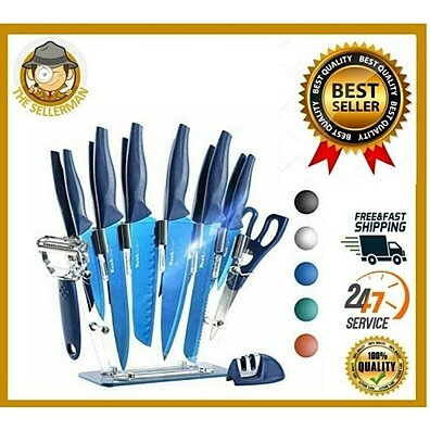 Wanbasion Purple Professional Kitchen Knife Chef Set, Stainless Steel,  Dishwasher Safe with Covers