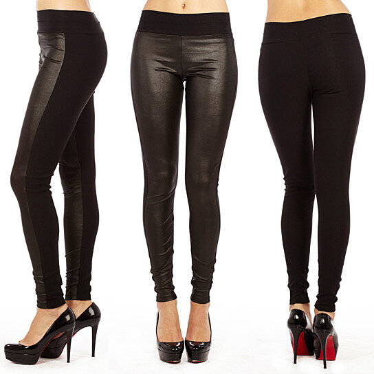 Buy Black Leather Panel Leggings by Dinamit Jeans NYC on OpenSky