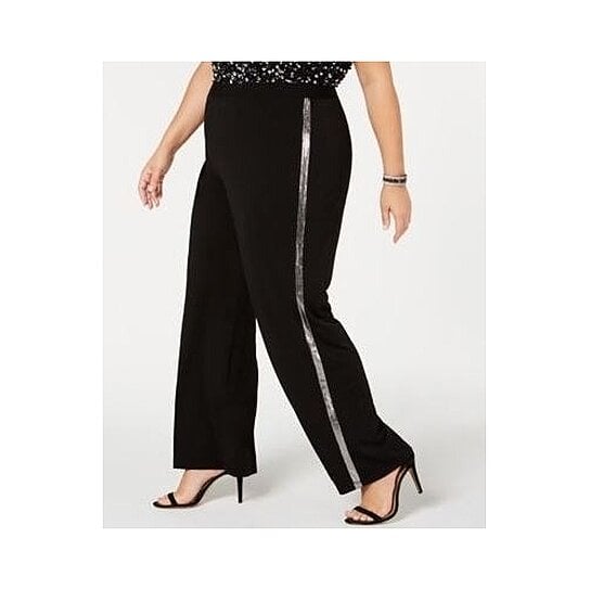 black pants with silver stripe