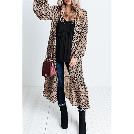 leopard print duster kimono