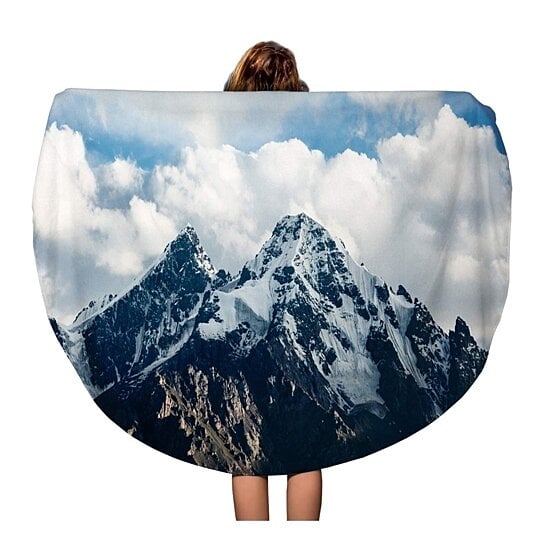 Buy 60 Inch Round Beach Towel Blanket Cloud Top Of Snowy Rock Mountain On Cloudy Air Travel Circle Circular Towels Mat Tapestry Beach Throw By Felix Honey On Dot Bo