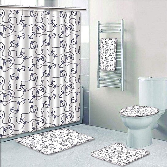 Seaside Bathroom Collection Set of 2 Hand Towels/Shower Curtain Bathroom Decor 
