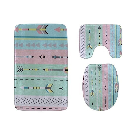 Buy Arrowhead Multicolor Pen 3 Piece Bathroom Rugs Set Bath Rug Contour Mat Toilet Lid Cover By Felix Honey On Opensky