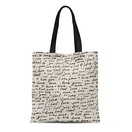 Buy Canvas Bag Resuable Tote Grocery Shopping Bags Love Handwriting ...